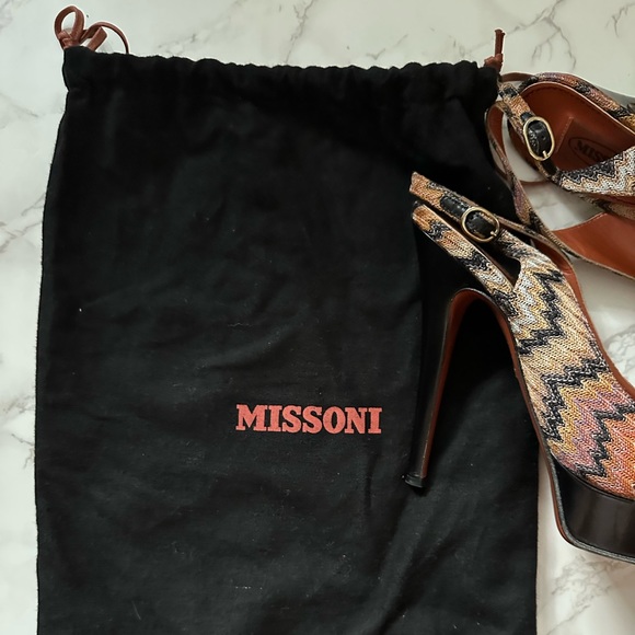 Missoni Multicolor Knit Slingback Peep Toe Heels - Size 8 - Picture 3 of 8